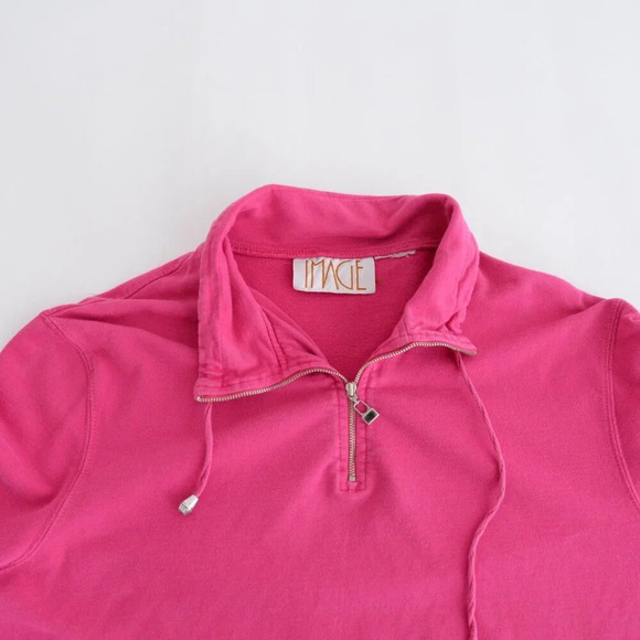 Vintage Image 80's Pink Half Zip Pullover Barbiecore Sweater M - Picture 9 of 9